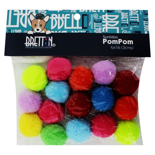 Pompom 3Cm 16Und Colores Surtidos