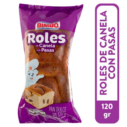 Pan Bimbo Dulce Roles de Canela con Pasa - 120gr