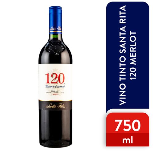 Vino tinto Santa Rita 120 merlot resva 2020 - 750 ml