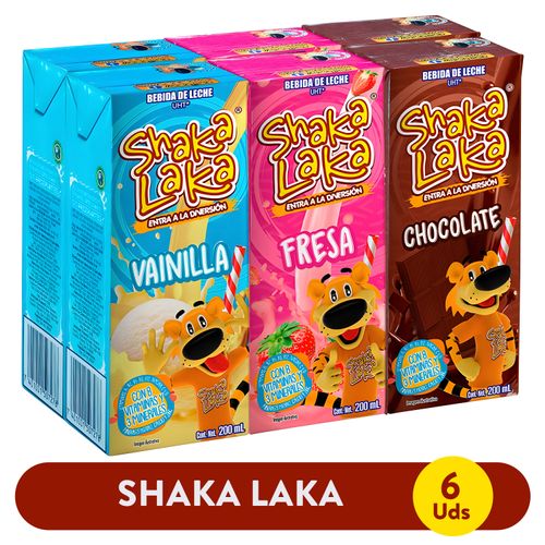 6 Pack Bebida Shaka Laka de Leche Sabor Surtido - 1200ml