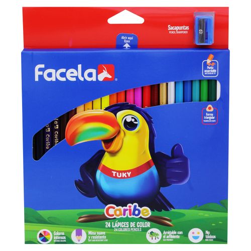 Lápices de color Facela caribe diseño triangular caja - 24 Uds
