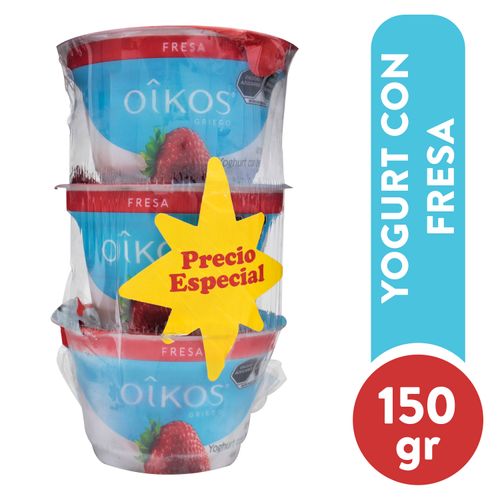 Yogurt Danone Oikos Fresa 3 pack - 450 g