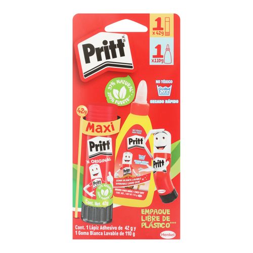 Lápiz Adhesivo Y Goma Blanca Pritt Pareja Ideal 110g Y 42g - 2 Pzas