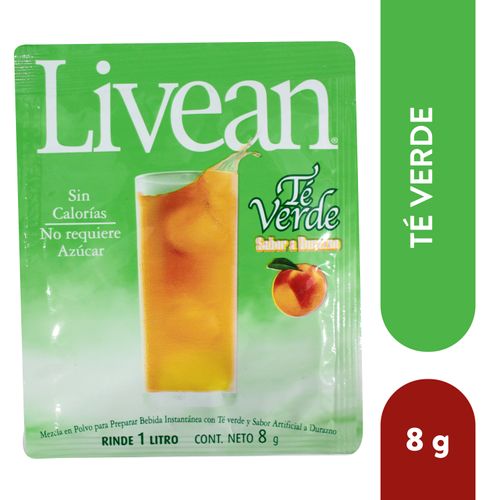Bebida Livean En Polvo Té Verde Durazno - 8 g