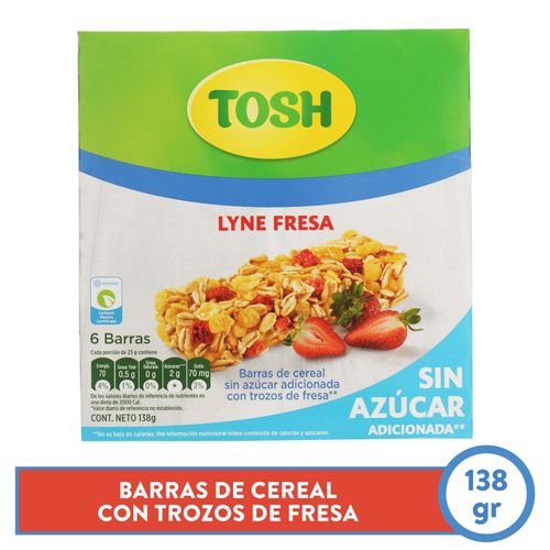 Barra De Cereal Tosh Lyne Fresa 6 Unidades - 138gr