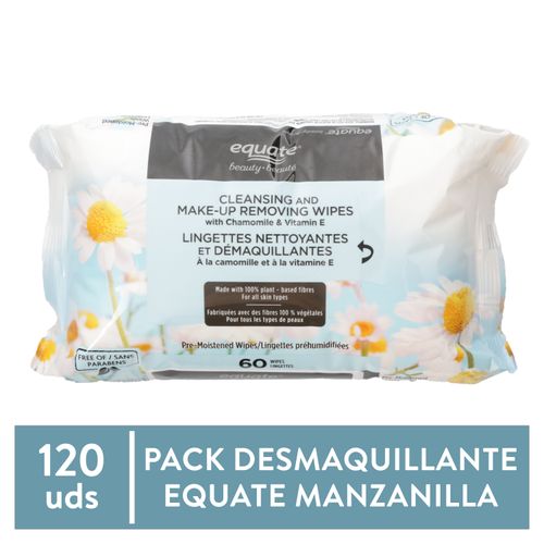 Toallitas Desmaquillante Marca Equate Con Manzan Y Vitamina E - 120 Unidades