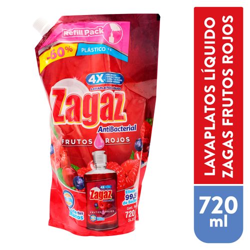 Lavaplatos Liquido Zagaz  Frutos Rojos Doy Pack - 720ml