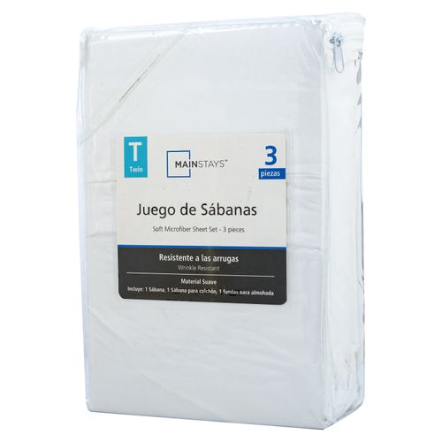 Set De Sábanas Mainstays Color Blanco Tamaño Individual