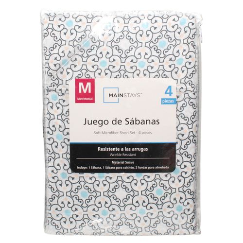 Set De Sábanas Mainstays Matrimmonial azulejo con estrellas