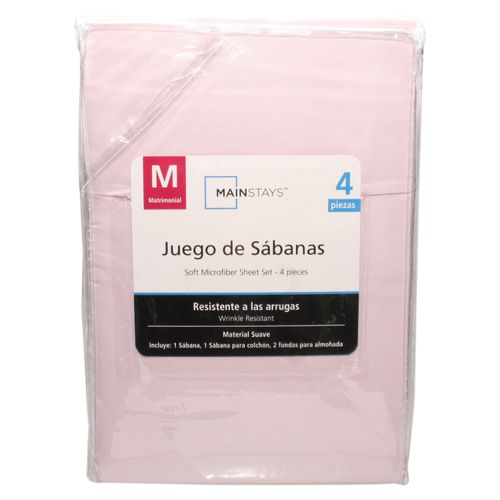 Set De Sábanas Mainstays Tamaño Matrimonial Color Palo Rosa