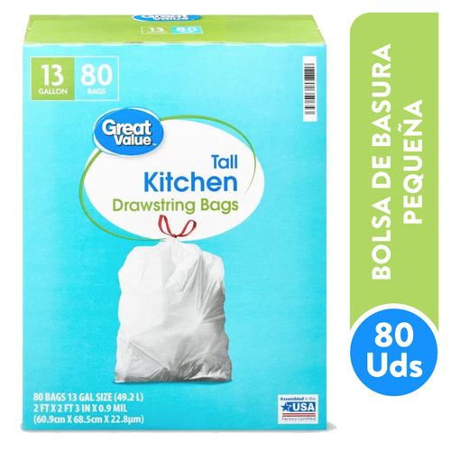 Bolsa Para Basura Marca Great Value Pequeña - 80 Unidades