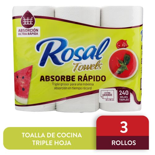 Toallas Rosal de Papel 3 Rollos - 80 hojas