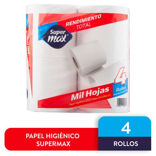 Papel Higienico Supermax 1000 Hojas - 4 Rollos