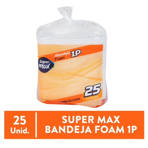 Bandeja Desechable Marca Supermax N1 Foam - 25 Unidades