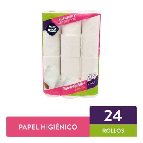 Papel Higiénico Marca Supermax 330 Hojas Dobles - 24 Rollos