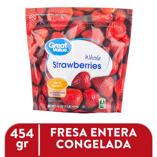 Fresas Great Value Enteras Congelada - 454gr