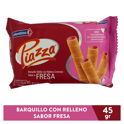 Barquillos Piazza Con Relleno Sabor Fresa - 45 g
