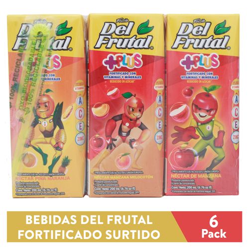 6 Pack Jugo Marca Del Frutal Fortificado 200ml
