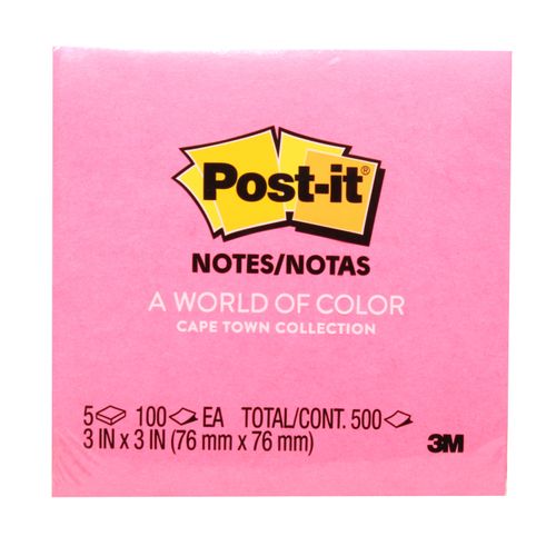 Notas adhesivas Post-it colores neón 7.6 cm x 7.6 cm