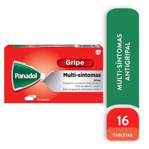 Antigripal, Panadol Gripe Multi-Síntomas, Caja 16 Tabletas