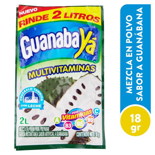 Bebida En Polvo Ya, Sabor Guanabana - 18gr