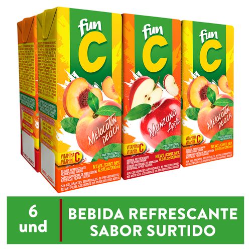 Bebida Refrescante Fun-C Sabores Surtidos 6 Pack  - 1200ml