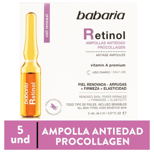 Ampollas Antiarrugas Babaria, Retinol - 5 uds