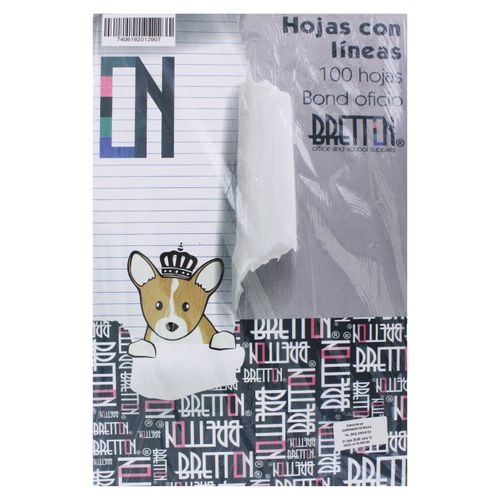 Hojas Bretton de papel bond rayado oficio -  100 Uds