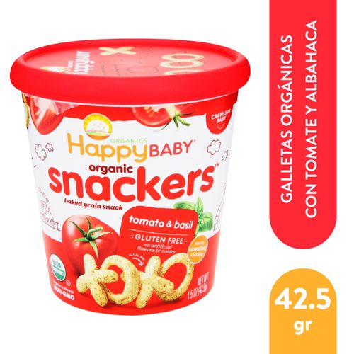 Snack orgánico Happy Baby sabor tomate y albahaca - 42.5 g