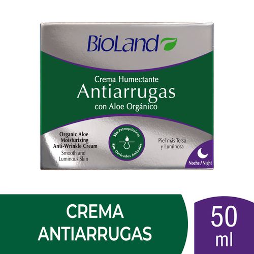Crema Bioland Antiarrugas Humectante Con Aloe Orgánico, Para La Noche - 50ml