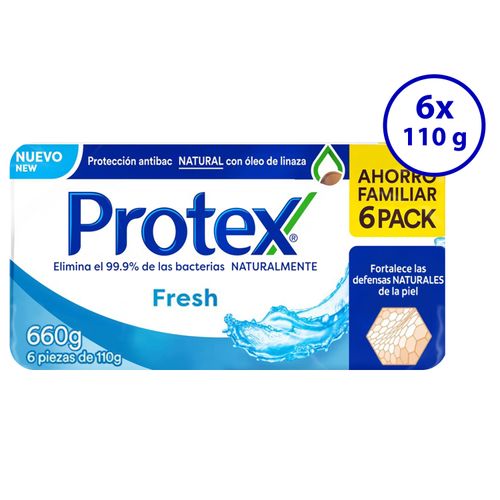 Jabón de Tocador Protex, Antibacterial Fresh, 6 pack -110 g