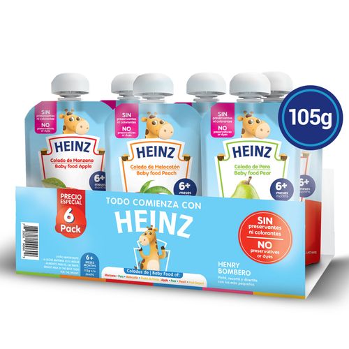 Colado para bebé Heinz doy pack surtido 6 Pack - 630 g