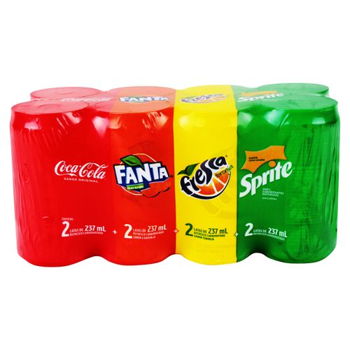 Gaseosa Coca-Cola, Sprite, Fanta Naranja Y Fresca Sabores Surtidos 8 Pack -  237ml