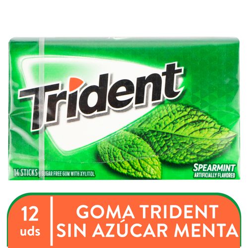 Chicle Trident Sin Azúcar Sabor Yerbabuena 14 Uds - 27g