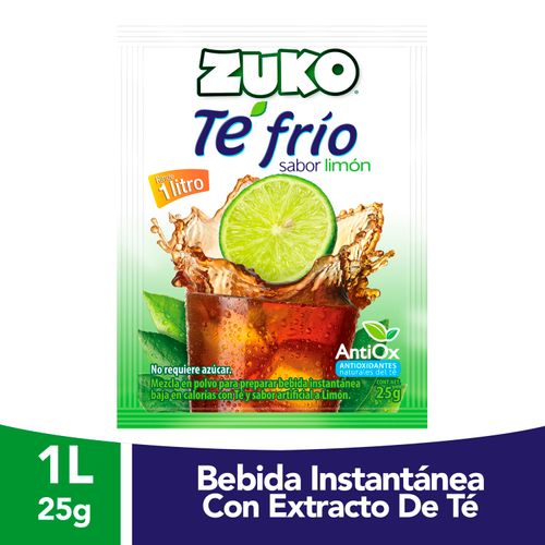 Bebida En Polvo Instantánea Marca Zuko Té Frío Sabor Limón - 25g