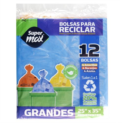 Bolsa Para Basura Marca Supermax Doblada Grande - 12 Unidades