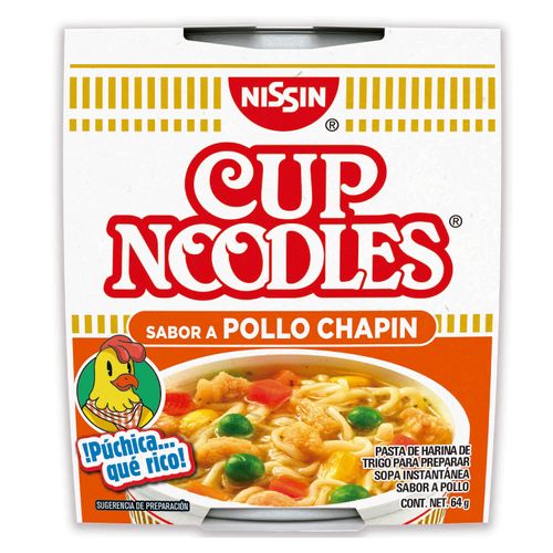 Sopa Instantanea NISSIN Cup Noodles Sabor Pollo Chapin Vaso - 64gr