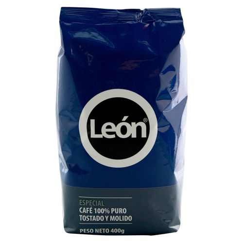 Café  León  100% Puro Tostado Y Molido Azul Especial - 400  g