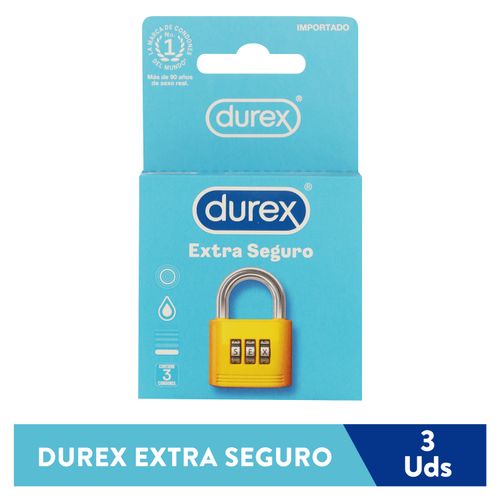Condones Durex Extra Seguro Látex Natural, Extra Lubricante A Base De Silicona - 3Uds