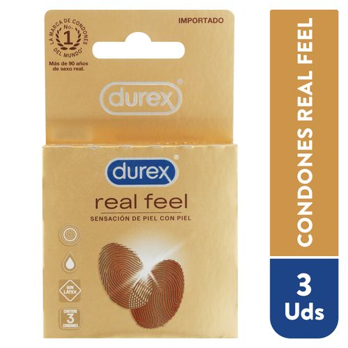 Condones Durex Real Feel Sin Látex Grueso, Lubricante A Base De Silicona - 3Uds