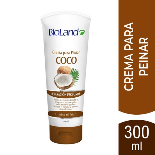 Crema Bioland Para Peinar Con Coco, Reparación Profunda - 300ml