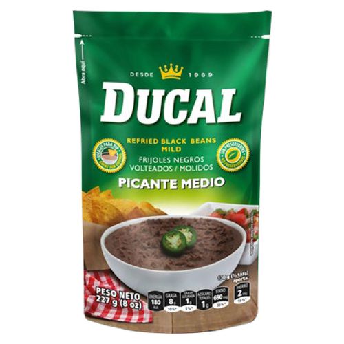 Frijol Ducal Volteado Negro Picante Medio - 8oz