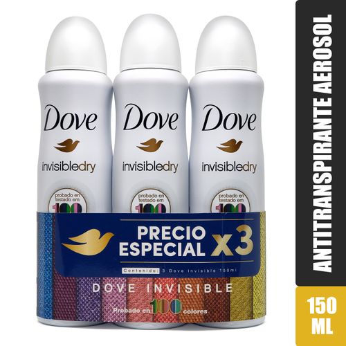 3 Pack Dove Desodorante aerosol Invisible Dry - 150ml