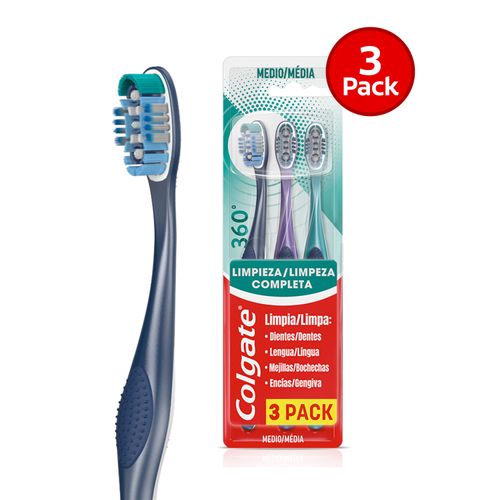 Cepillo Dental Colgate 360° Limpieza Completa 3 Pack