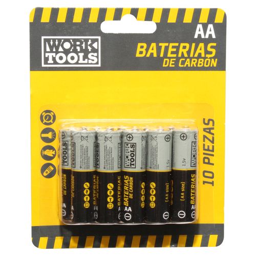 Work Tools 10Pack Baterias Carbon Aa