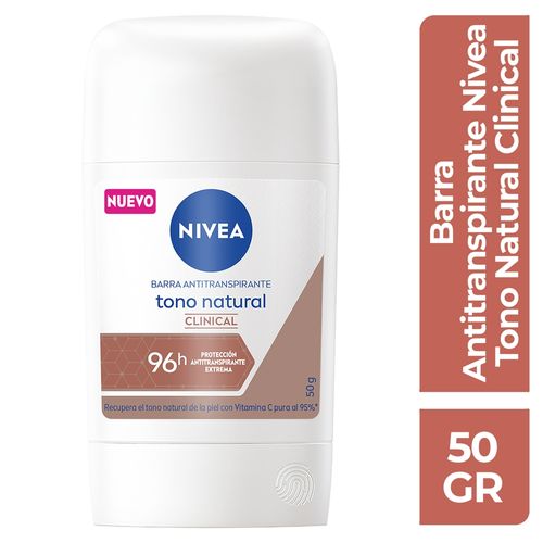 Desodorante Nivea Aclarante Clinical tono Natural Barra - 50g