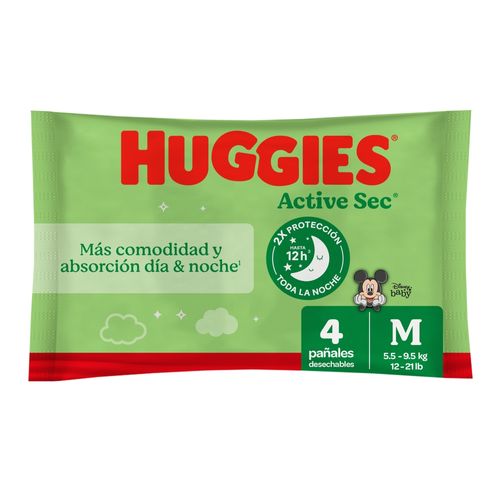 Pañales Huggies Active Sec, Etapa 2/M -4uds