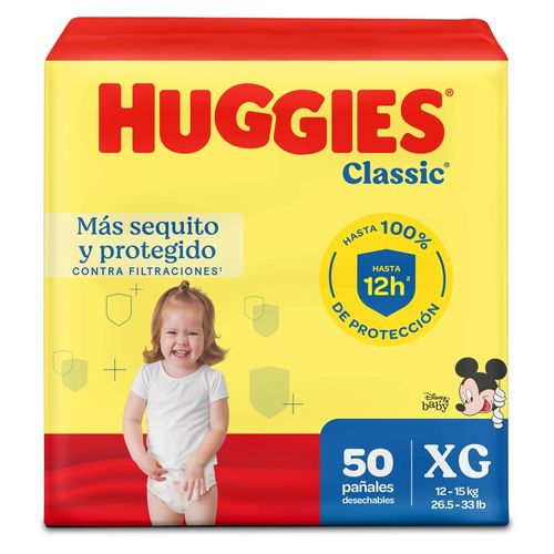 Pañales Huggies Classic Etapa 4/XG, 12-15kg - 50Uds