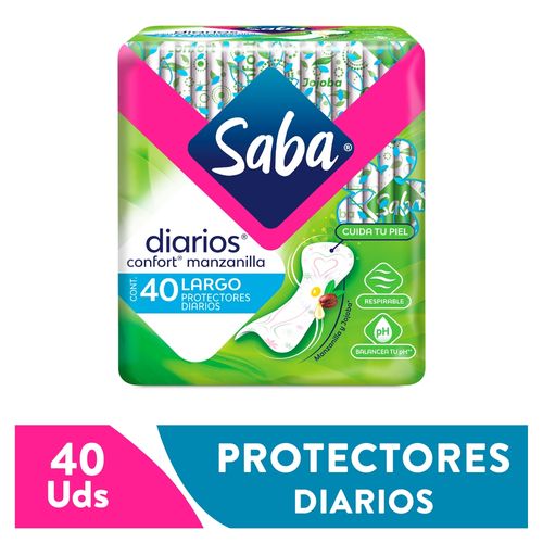 Protectores Diarios Saba Confort Manzanilla Y Jojoba Largos - 40Uds