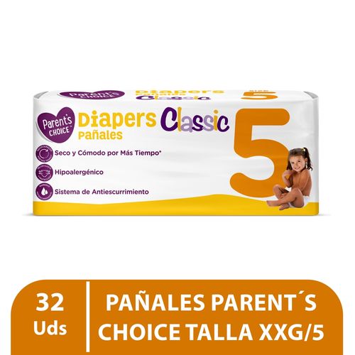 Pañales Desechables Marca Parents Choice, Clasic Talla Xxg - 32 Unidades